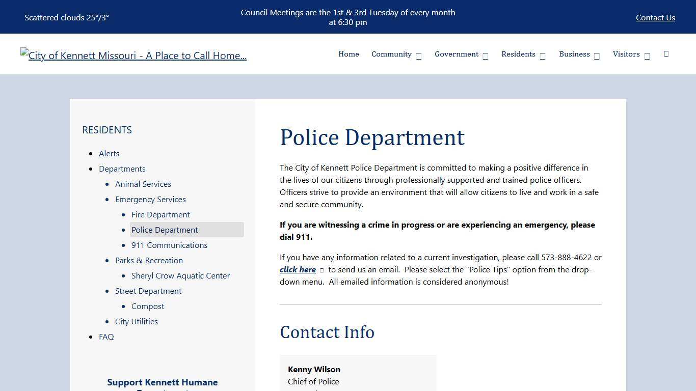 Police Department City of Kennett Missouri