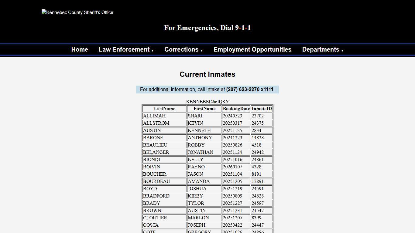 Current Inmates - Kennebec County Sheriff's Office