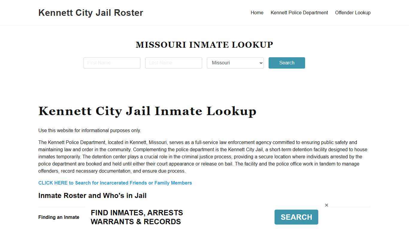 Kennett City Jail, MO Inmate Search, Jail Roster, Bookings