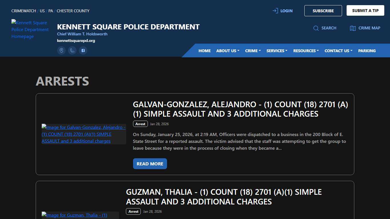 Kennett Square Police Department Arrests CRIMEWATCH